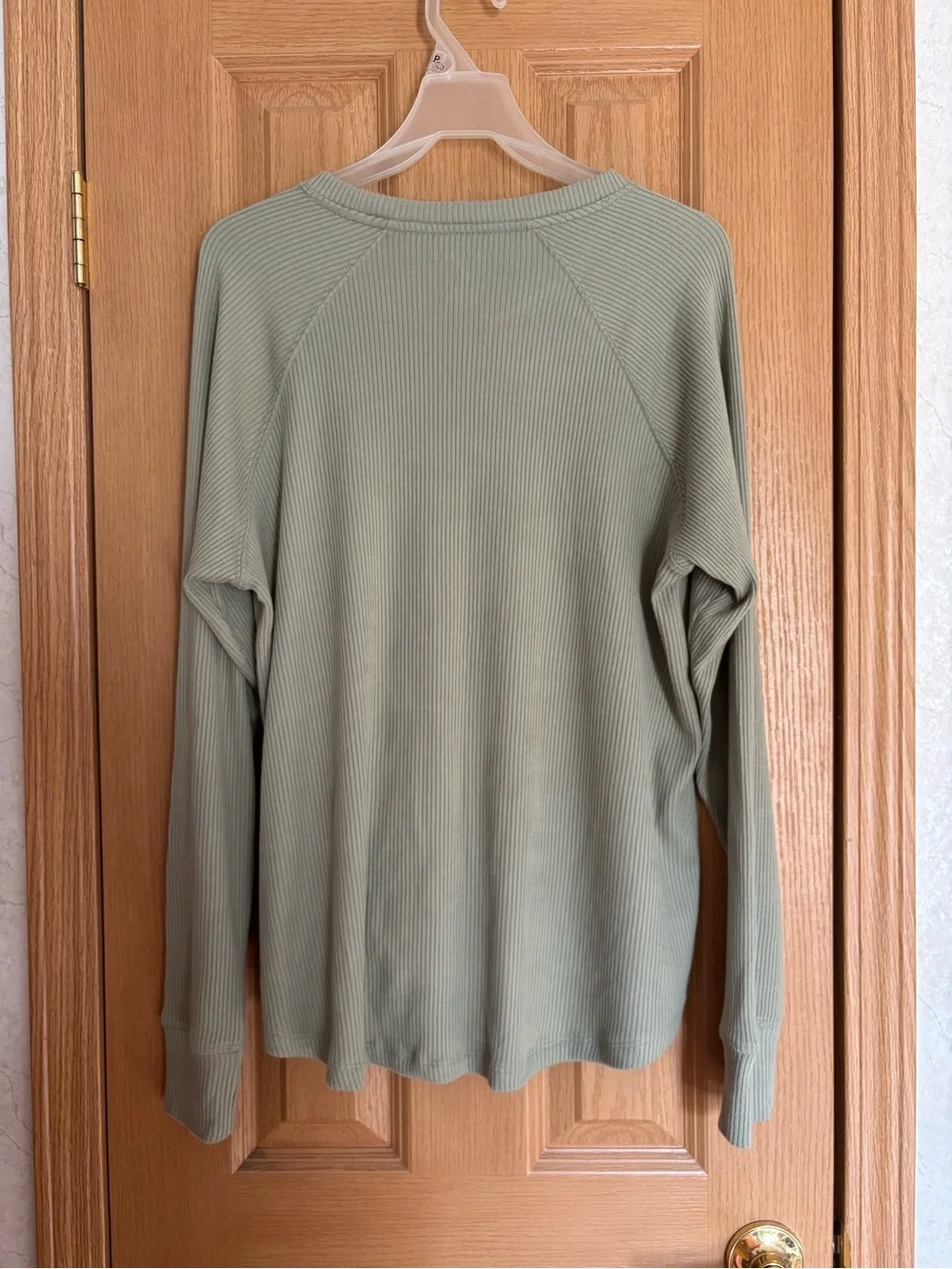 American Eagle Outfitters Sage Ribbed Long Sleeve Top - Picture 3 of 7